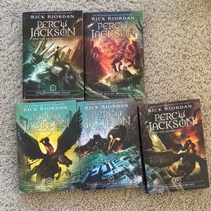 Percy Jackson Paperback Book Set by Rick Riordan - Colorful Fantasy Covers